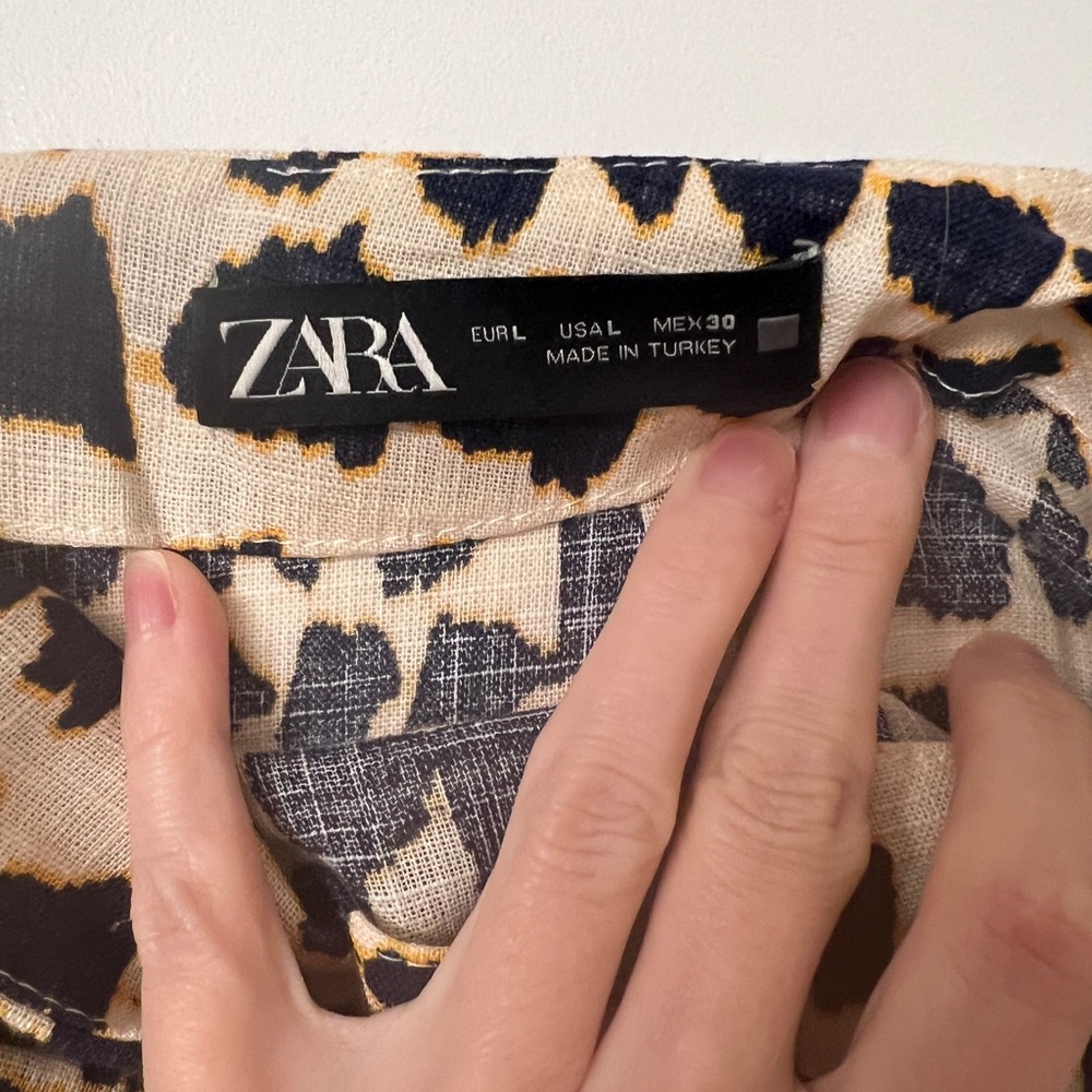 Zara Print Navy and Orange Mini Skirt - Picture 4 of 4